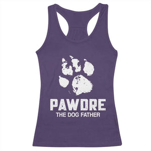 Funny Pawdre The Dog Father Racerback Tank Top Fur Dad Fathers Day Vintage Paw Prints TS11 Purple Print Your Wear