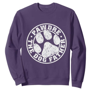 Funny Pawdre The Dog Father Sweatshirt Fur Dad Fathers Day Distressed Paw Prints TS11 Purple Print Your Wear