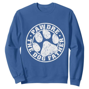 Funny Pawdre The Dog Father Sweatshirt Fur Dad Fathers Day Distressed Paw Prints TS11 Royal Blue Print Your Wear