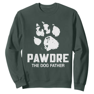 Funny Pawdre The Dog Father Sweatshirt Fur Dad Fathers Day Vintage Paw Prints TS11 Dark Forest Green Print Your Wear