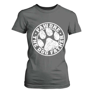 Funny Pawdre The Dog Father T Shirt For Women Fur Dad Fathers Day Distressed Paw Prints TS11 Dark Heather Print Your Wear