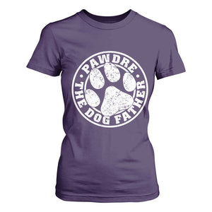 Funny Pawdre The Dog Father T Shirt For Women Fur Dad Fathers Day Distressed Paw Prints TS11 Purple Print Your Wear