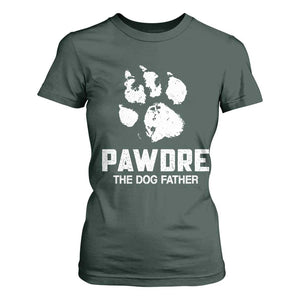 Funny Pawdre The Dog Father T Shirt For Women Fur Dad Fathers Day Vintage Paw Prints TS11 Dark Forest Green Print Your Wear