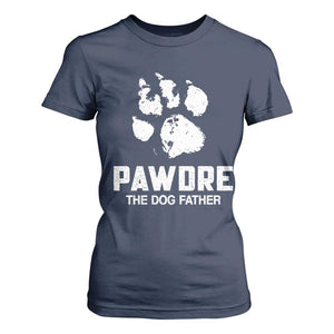 Funny Pawdre The Dog Father T Shirt For Women Fur Dad Fathers Day Vintage Paw Prints TS11 Navy Print Your Wear