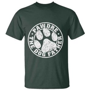 Funny Pawdre The Dog Father T Shirt Fur Dad Fathers Day Distressed Paw Prints TS11 Dark Forest Green Print Your Wear