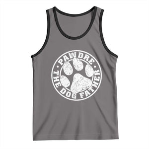 Funny Pawdre The Dog Father Tank Top Fur Dad Fathers Day Distressed Paw Prints TS11 Deep Heather Black Print Your Wear
