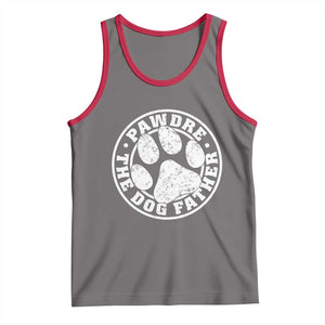 Funny Pawdre The Dog Father Tank Top Fur Dad Fathers Day Distressed Paw Prints TS11 Deep Heather Red Print Your Wear