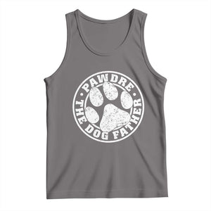 Funny Pawdre The Dog Father Tank Top Fur Dad Fathers Day Distressed Paw Prints TS11 Deep Heather Print Your Wear