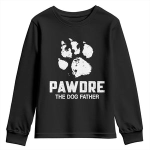 Funny Pawdre The Dog Father Youth Sweatshirt Fur Dad Fathers Day Vintage Paw Prints TS11 Black Print Your Wear