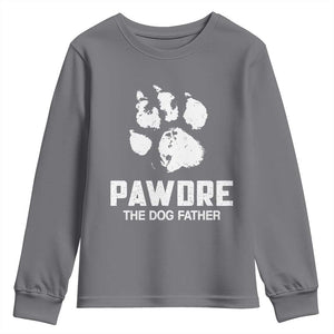 Funny Pawdre The Dog Father Youth Sweatshirt Fur Dad Fathers Day Vintage Paw Prints TS11 Charcoal Print Your Wear