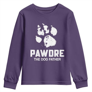 Funny Pawdre The Dog Father Youth Sweatshirt Fur Dad Fathers Day Vintage Paw Prints TS11 Purple Print Your Wear