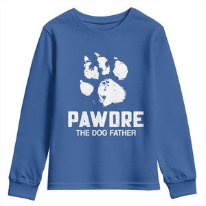 Funny Pawdre The Dog Father Youth Sweatshirt Fur Dad Fathers Day Vintage Paw Prints TS11 Royal Blue Print Your Wear