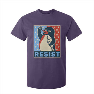 Funny Penguin Resist Graphic T Shirt For Kid Resist Protest Against Tariffs TS02 Purple Print Your Wear