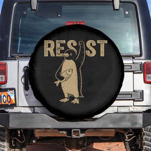 Funny Penguin Resist Spare Tire Cover Against Tariffs Activism Vintage TS02 No hole Black Print Your Wear