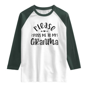 Funny Please Pass Me To My Grandma Raglan Shirt Soon To Be Grandma TS11 White Dark Forest Green Print Your Wear