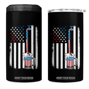 Funny Pouring Beer American Flag 4th Of July Craft Brewery 4 in 1 Can Cooler Tumbler TS11 One Size: 16 oz Black Print Your Wear