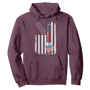 Funny Pouring Beer American Flag 4th Of July Craft Brewery Hoodie TS11 Maroon Print Your Wear