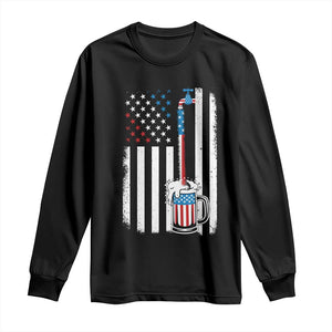 Funny Pouring Beer American Flag 4th Of July Craft Brewery Long Sleeve Shirt TS11 Black Print Your Wear