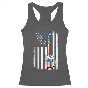 Funny Pouring Beer American Flag 4th Of July Craft Brewery Racerback Tank Top TS11 Dark Heather Print Your Wear