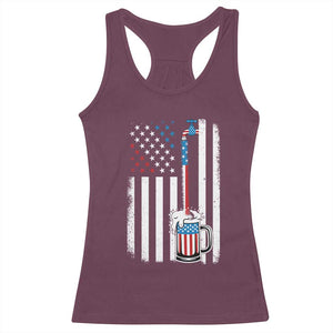 Funny Pouring Beer American Flag 4th Of July Craft Brewery Racerback Tank Top TS11 Maroon Print Your Wear