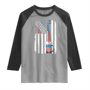 Funny Pouring Beer American Flag 4th Of July Craft Brewery Raglan Shirt TS11 Sport Gray Black Print Your Wear