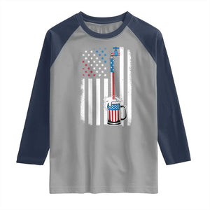 Funny Pouring Beer American Flag 4th Of July Craft Brewery Raglan Shirt TS11 Sport Gray Navy Print Your Wear