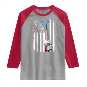 Funny Pouring Beer American Flag 4th Of July Craft Brewery Raglan Shirt TS11 Sport Gray Red Print Your Wear