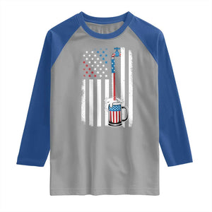 Funny Pouring Beer American Flag 4th Of July Craft Brewery Raglan Shirt TS11 Sport Gray Royal Print Your Wear