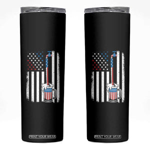 Funny Pouring Beer American Flag 4th Of July Craft Brewery Skinny Tumbler TS11 Black Print Your Wear