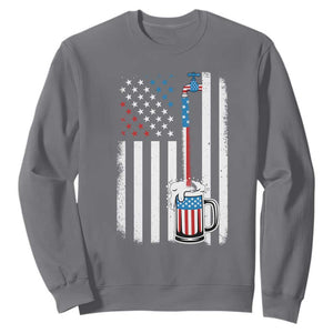 Funny Pouring Beer American Flag 4th Of July Craft Brewery Sweatshirt TS11 Charcoal Print Your Wear