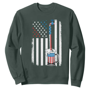 Funny Pouring Beer American Flag 4th Of July Craft Brewery Sweatshirt TS11 Dark Forest Green Print Your Wear