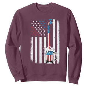 Funny Pouring Beer American Flag 4th Of July Craft Brewery Sweatshirt TS11 Maroon Print Your Wear