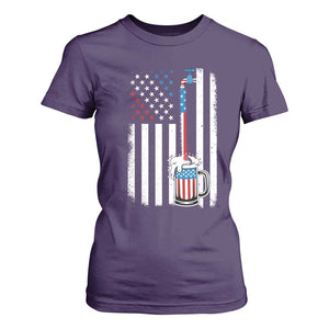 Funny Pouring Beer American Flag 4th Of July Craft Brewery T Shirt For Women TS11 Purple Print Your Wear