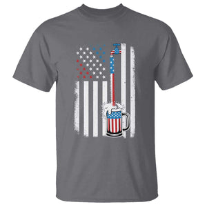 Funny Pouring Beer American Flag 4th Of July Craft Brewery T Shirt TS11 Charcoal Print Your Wear