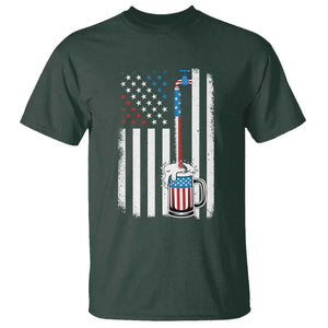 Funny Pouring Beer American Flag 4th Of July Craft Brewery T Shirt TS11 Dark Forest Green Print Your Wear