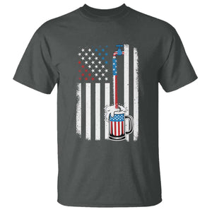 Funny Pouring Beer American Flag 4th Of July Craft Brewery T Shirt TS11 Dark Heather Print Your Wear