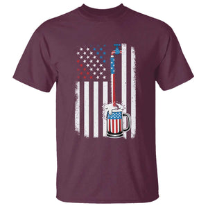Funny Pouring Beer American Flag 4th Of July Craft Brewery T Shirt TS11 Maroon Print Your Wear