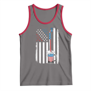 Funny Pouring Beer American Flag 4th Of July Craft Brewery Tank Top TS11 Deep Heather Red Print Your Wear