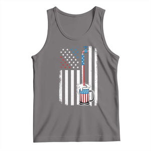 Funny Pouring Beer American Flag 4th Of July Craft Brewery Tank Top TS11 Deep Heather Print Your Wear