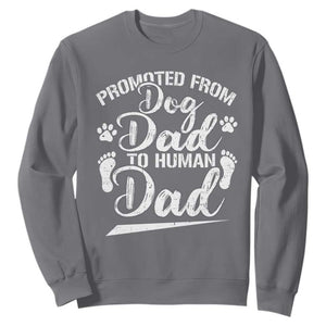 Funny Promoted From Dog Dad To Human Dad Sweatshirt New Father Paw Father's Day TS11 Charcoal Print Your Wear