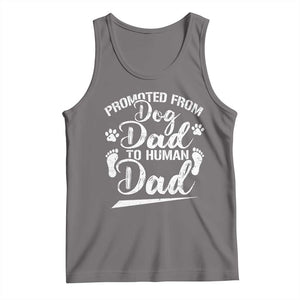 Funny Promoted From Dog Dad To Human Dad Tank Top New Father Paw Father's Day TS11 Deep Heather Print Your Wear