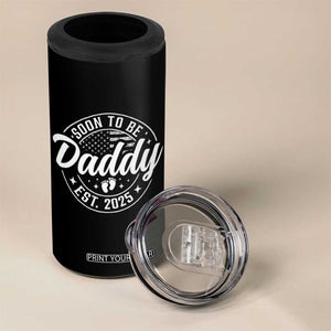 Funny Promoted To Daddy 2025 4 in 1 Can Cooler Tumbler Newborn Vintage American Flag Baby Footprint TS11 Print Your Wear