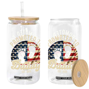 Funny Promoted To Daddy 2025 Glass Can Newborn Vintage American Flag TS11 Black Print Your Wear