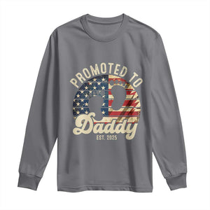 Funny Promoted To Daddy 2025 Long Sleeve Shirt Newborn Vintage American Flag TS11 Charcoal Print Your Wear