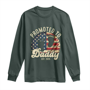 Funny Promoted To Daddy 2025 Long Sleeve Shirt Newborn Vintage American Flag TS11 Dark Forest Green Print Your Wear