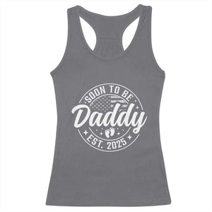 Funny Promoted To Daddy 2025 Racerback Tank Top Newborn Vintage American Flag Baby Footprint TS11 Charcoal Print Your Wear