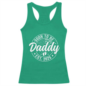 Funny Promoted To Daddy 2025 Racerback Tank Top Newborn Vintage American Flag Baby Footprint TS11 Irish Green Print Your Wear