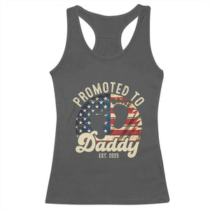 Funny Promoted To Daddy 2025 Racerback Tank Top Newborn Vintage American Flag TS11 Dark Heather Print Your Wear