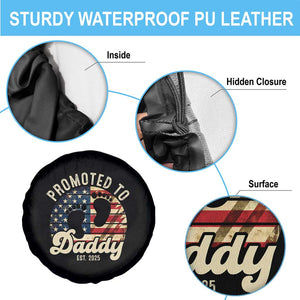 Funny Promoted To Daddy 2025 Spare Tire Cover Newborn Vintage American Flag TS11 Print Your Wear