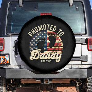Funny Promoted To Daddy 2025 Spare Tire Cover Newborn Vintage American Flag TS11 No hole Black Print Your Wear